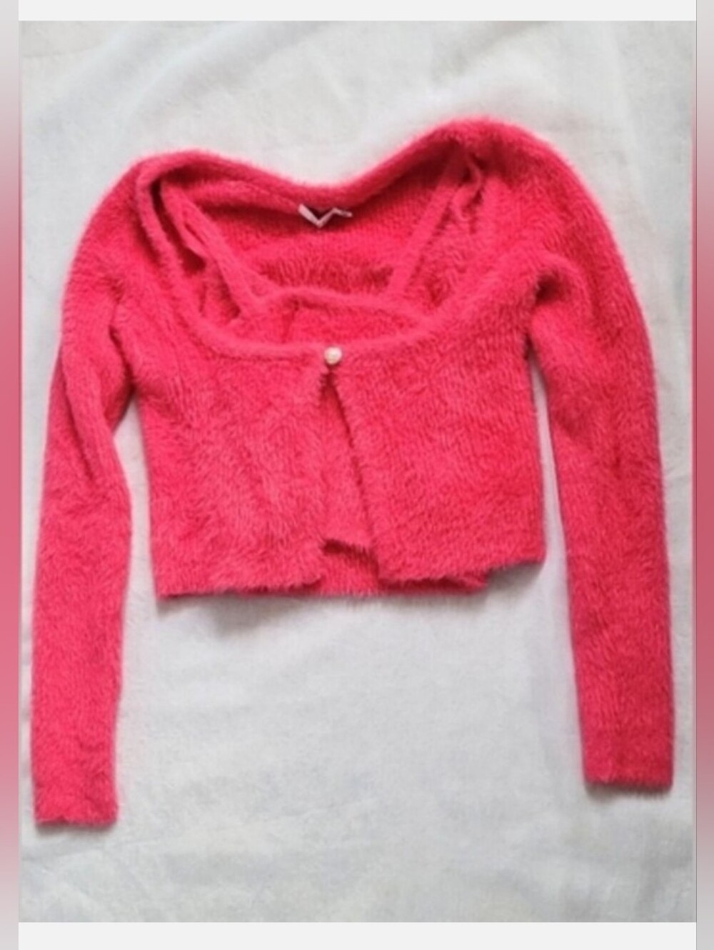 NWOT! Lulus Fall Lush Pink Barbie Top Fuzzy Women's Crop Y2k Cardigan Set Small